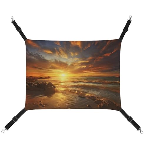 QMNVBDS Schöne goldene Sonnenuntergang-Katzen-Hängematte Frettchen-Hängematte Meerschweinchen-Hängematte Ratten-Hängematte Hängematte, Katzenbett, Chinchilla-Hängematte, Hamster-Hängematte, von QMNVBDS