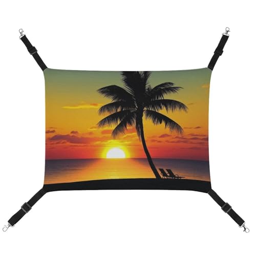 QMNVBDS Sonnenuntergang Palme Katze Hängematte Frettchen Hängematte Meerschweinchen Hängematte Ratte Hängematte Hängende Katzenbett Chinchilla Hängematte Hamster Hängematte Katze Hängematte für Käfig von QMNVBDS