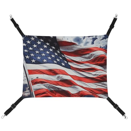 QMNVBDS US-Flagge Katzen-Hängematte Frettchen Hängematte Meerschweinchen Hängematte Ratte Hängematte Hängende Katzenbett Chinchilla Hängematte Hamster Hängematte Katzenhängematte für Käfig von QMNVBDS