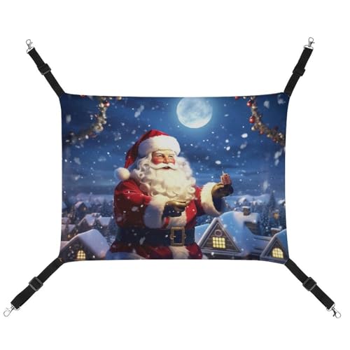 QMNVBDS Winter Weihnachten Santa Katze Hängematte Frettchen Hängematte Meerschweinchen Hängematte Ratte Hängematte Hängende Katzenbett Chinchilla Hängematte Hamster Hängematte Katze Hängematte für von QMNVBDS