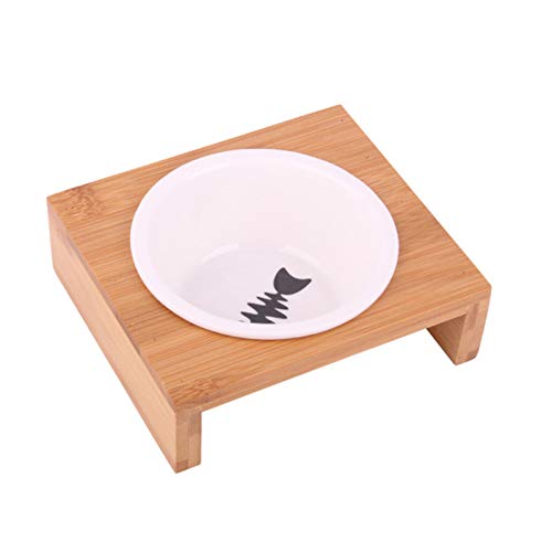 QMZ Pet Bowl Pet Food Water Feeder Cat Food and Water Bowl Anti Spill Dog Bowl Pet Raised Ceramic Dish and Cat Table Bamboo Water Bowl von QMZ