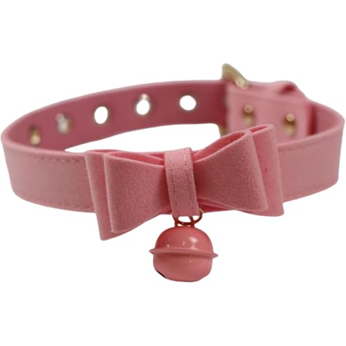 Niedliche Fliege Hundehalsband mit Glocken Kleine Hunde Einstellbare weiche PU-Lederhalsband mit roter Glocke Stilvolle Haustier-Zubehör für den täglichen Gebrauch von QNDUGJFER