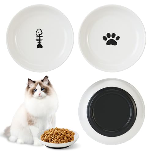 QOEOTUY Katzennapf Keramik mit Rutschfestem Gummiboden:3 Stück Flacher breiter Futter- und Wassernapf für Kätzchen - Anti Whisker Fatigue Katzengeschirr Set QOEOTUY Katzennapf Keramik mit Rutschfestem Gummiboden:3 Stück Flacher breiter Futter- und Wassernapf für Kätzchen - Anti Whisker Fatigue Katzengeschirr Set von QOEOTUY