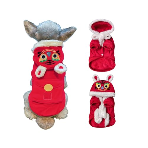 QOODOAL Winterkleidung für Hunde im chinesischen Stil, Baumwolljacke, warmer Mantel, Kapuzenpullover, Sweatshirts zum Feiern des chinesischen Neujahrs, Rot, Größe L QOODOAL Winterkleidung für Hunde im chinesischen Stil, Baumwolljacke, warmer Mantel, Kapuzenpullover, Sweatshirts zum Feiern des chinesischen Neujahrs, Rot, Größe L von QOODOAL