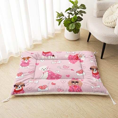 QOOMO Pink Love Hundebett für den Innenbereich, waschbare Kistenunterlage, Cartoon-Hundebett-Matte für 76,2 x 66 cm QOOMO Pink Love Hundebett für den Innenbereich, waschbare Kistenunterlage, Cartoon-Hundebett-Matte für 76,2 x 66 cm von QOOMO