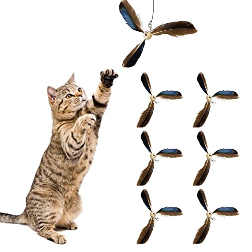 QOTSTEOS Katzenspielzeug, Feder-Nachfüllpackungen, interaktive Ersatzköpfe für Katzen, 6 Stück, lustiges Spielzeug mit Glocke für Katzen und Kätzchen, abnehmbarer Federersatz für Hauskatzen (Farbe QOTSTEOS Katzenspielzeug, Feder-Nachfüllpackungen, interaktive Ersatzköpfe für Katzen, 6 Stück, lustiges Spielzeug mit Glocke für Katzen und Kätzchen, abnehmbarer Federersatz für Hauskatzen (Farbe von QOTSTEOS