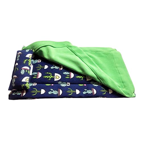 QOTSTEOS Reptilien-Schlafsack-Set, Reptilien-Schlafsack mit Kissen und Decke für Bartdrachen, Leoparden, Gecko-Eidechse, Kleintiere, Reptilien-Schlafbett, hält warm Haustierbedarf drinnen (blau-grün) von QOTSTEOS
