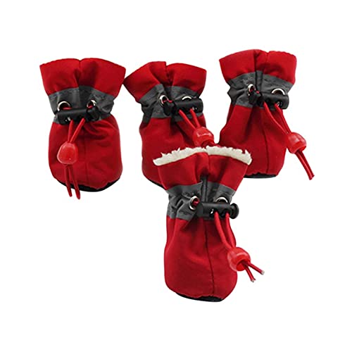 QOXEFPJZ pfotenschutz Hund 4 Teile/Satz wasserdicht Winter warme Hund Hund Schuhe rutschfeste Regen Schnee Stiefel dick for kleine Katzen welpen Chihuahua socken Booties (Color : A, Size : S) von QOXEFPJZ