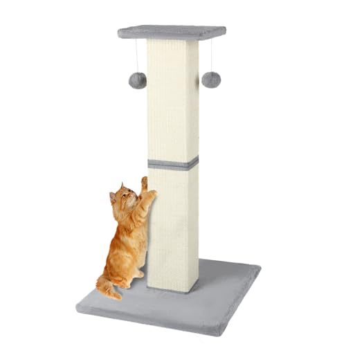 QPK Kratzbaum, 81,3 cm, robuster und dickerer Katzenkratzbaum mit Sprungplattform, hohe Katzenkratzbäume für Indoor-Katzen, Erwachsene, verschleißfest und kratzfest, Grau von QPK