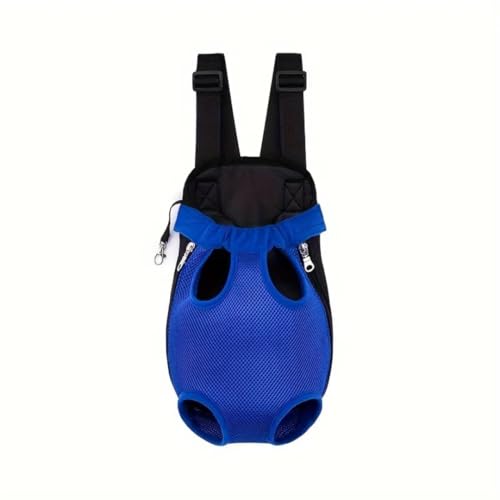 Haustier-Reiserucksack für Katzen und Hunde, tragbarer atmungsaktiver Netz-Brusttrage, Polyester-gewebte doppelte Schultertasche, Haustiertasche für Outdoor-Abenteuer (Himmelblau, klein) von QQLe