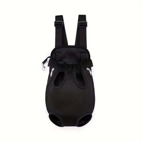 Haustier-Reiserucksack für Katzen und Hunde, tragbarer atmungsaktiver Netz-Brusttrage, Polyester-gewebte doppelte Schultertasche, Haustiertasche für Outdoor-Abenteuer (Schwarz, klein) von QQLe
