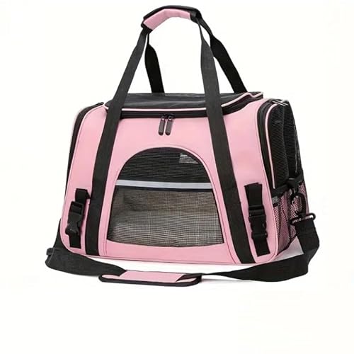 Tragetasche für Katzen, Hunde und kleine und mittelgroße Katzen bis zu 6,8 kg, von Fluggesellschaften zugelassen, faltbar und waschbar, waschbar, für Zuhause, Outdoor, Reisen (Rosa) von QQLe