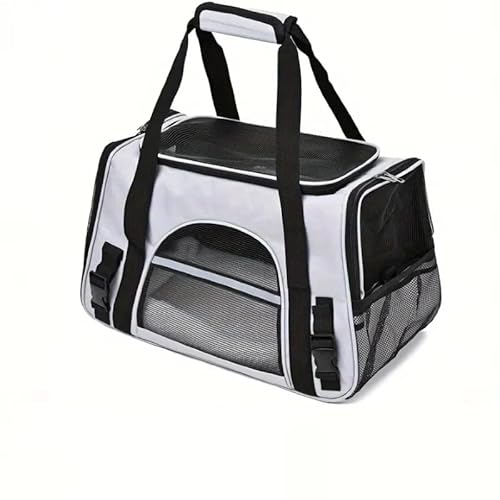 Tragetasche für Katzen, Hunde und kleine und mittelgroße Katzen bis zu 6,8 kg, von Fluggesellschaften zugelassen, faltbar und waschbar, waschbar, für Zuhause, Outdoor, Reisen (Schwarz mit Grau) von QQLe