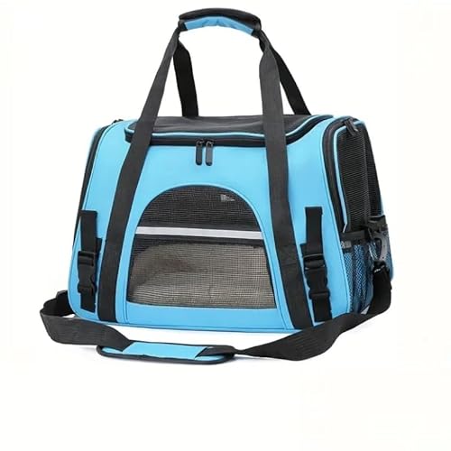 Tragetasche für Katzen, Hunde und kleine und mittelgroße Katzen bis zu 6,8 kg, von Fluggesellschaften zugelassen, faltbar und waschbar, waschbar, für Zuhause, Outdoor, Reisen (blau) von QQLe