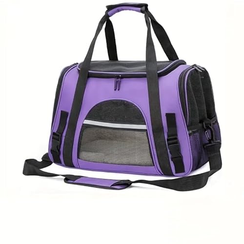 Tragetasche für Katzen, Hunde und kleine und mittelgroße Katzen bis zu 6,8 kg, von Fluggesellschaften zugelassen, faltbar und waschbar, waschbar, für Zuhause, Outdoor, Reisen (lila) von QQLe