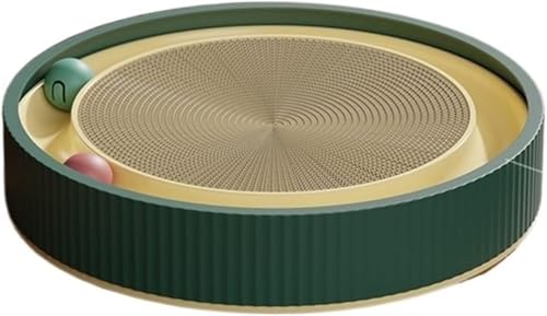 QQNQQ Katzenkratzmatte, Katzenkratzbrett, Kratzmatte, rundes Kratzbrett mit Ball, Multifunktionsspielzeug, lustig, kann Nest for Katzen im Innenbereich ersetzen(Green) von QQNQQ