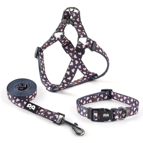 QQPETS Hundegeschirr, Halsband, Leine, kein Ziehen, verstellbarer Rückenclip, Halfter für Haustiere, strapazierfähig, 1,5 m, Anti-Verdreh-Leine für extra kleine Welpen, mittelgroße und große Rassen, QQPETS Hundegeschirr, Halsband, Leine, kein Ziehen, verstellbarer Rückenclip, Halfter für Haustiere, strapazierfähig, 1,5 m, Anti-Verdreh-Leine für extra kleine Welpen, mittelgroße und große Rassen, von QQPETS