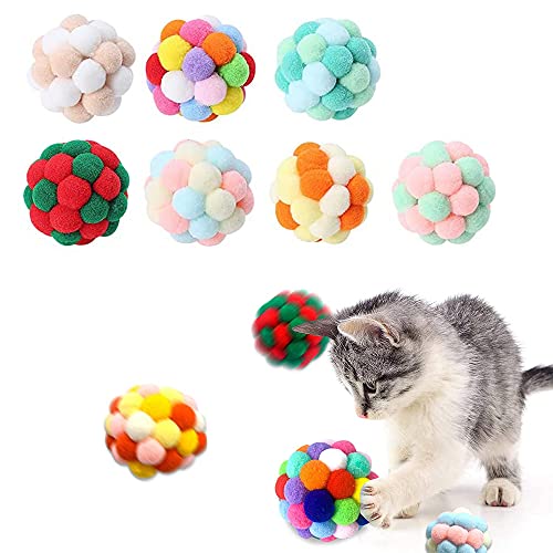 Sertay Katze Spielzeug Bälle, 7 Stück Bunte Katze Ball, Colorful Katzenspielzeug, Plüschball Katze, für Erhöhen Sie Die Beziehung Zwischen Dem Besitzer Und Dem Haustier (Farbe) von Sertay
