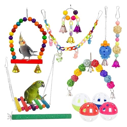 Haustier Vogel Kletterspielzeug Set Für Vögel Haustier Kletterdekoration Schaukel Training Barsch Papageien Käfig Spielzeug Fitnessstudio Kauspielzeug Spielständer Kleine Papageien von QRONCES