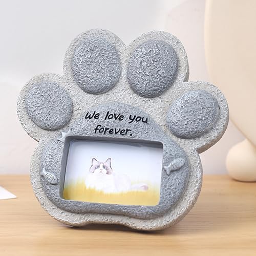 QSLKI Hund oder Katze Gedenkgeschenke, Pet Paw Print Andenken, Harz Haustier Gedenkstein, personalisierte Hund oder Katze Grabstein, personalisierte Haustier Grabstein Denkmäler von QSLKI