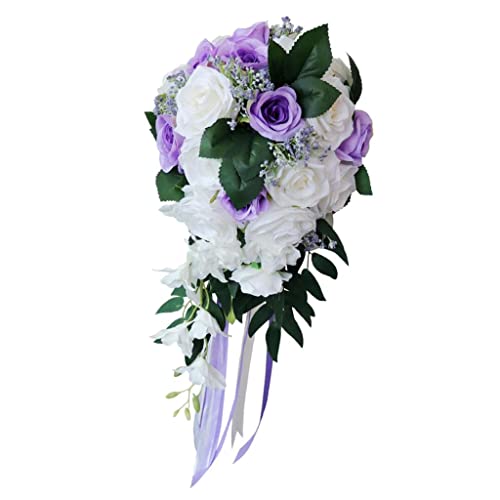 QSTDGVPW Braut Hochzeitsstrauß, Party Dekoration, Blumenarrangements, Tafelaufsätze, Kunsthandwerk, Weiß + Lila QSTDGVPW Braut Hochzeitsstrauß, Party Dekoration, Blumenarrangements, Tafelaufsätze, Kunsthandwerk, Weiß + Lila von QSTDGVPW