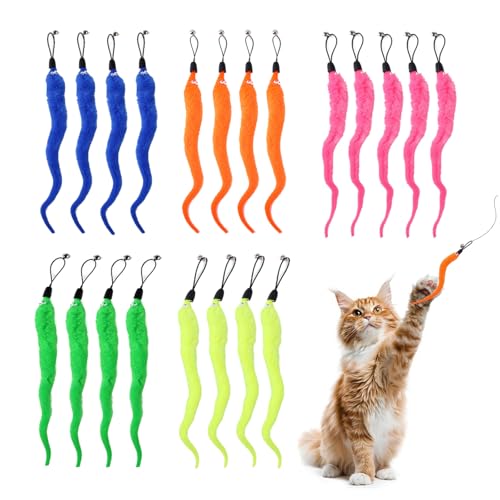 QSZHSL 20 Stück Katzenspielzeug Wurm, Katzenangel Anhänger, Katze Wand Spielzeug Ersatz Nachfüllung Katzenwurmspielzeug, Katzenspielzeug Würmer Spielzeug Ersatz mit Glöckchen, für Katzen (20 Stück) QSZHSL 20 Stück Katzenspielzeug Wurm, Katzenangel Anhänger, Katze Wand Spielzeug Ersatz Nachfüllung Katzenwurmspielzeug, Katzenspielzeug Würmer Spielzeug Ersatz mit Glöckchen, für Katzen (20 Stück) von QSZHSL
