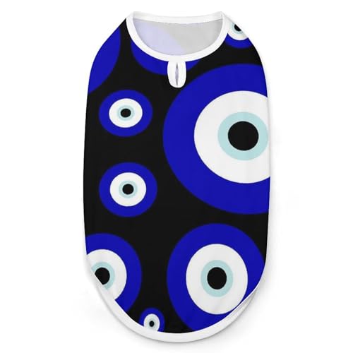 Blaues Evil Eye Hunde-Shirt, Haustiere, Katzen, ärmellos, Tanktop, atmungsaktiv, für kleine Welpen, Größe M Blaues Evil Eye Hunde-Shirt, Haustiere, Katzen, ärmellos, Tanktop, atmungsaktiv, für kleine Welpen, Größe M von QTAVETEND