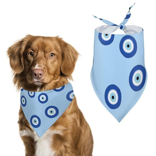 Böser Blick, Dreieckstuch für Hunde, verstellbar, atmungsaktiv, weich, für kleine, mittelgroße und große Haustiere, Blau Böser Blick, Dreieckstuch für Hunde, verstellbar, atmungsaktiv, weich, für kleine, mittelgroße und große Haustiere, Blau von QTAVETEND