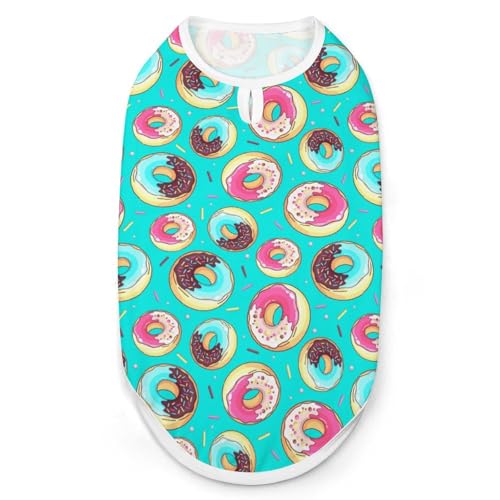 Buntes süßes Donuts-Hunde-Shirt, für Haustiere, Katzen, ärmellos, Tanktop, atmungsaktiv, für kleine Welpen, Größe S Buntes süßes Donuts-Hunde-Shirt, für Haustiere, Katzen, ärmellos, Tanktop, atmungsaktiv, für kleine Welpen, Größe S von QTAVETEND