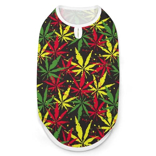 Cannabis Leafs Hunde-Shirt, Haustier-T-Shirt, ärmellos, Tanktop, atmungsaktiv, für kleine Welpen, Größe M Cannabis Leafs Hunde-Shirt, Haustier-T-Shirt, ärmellos, Tanktop, atmungsaktiv, für kleine Welpen, Größe M von QTAVETEND