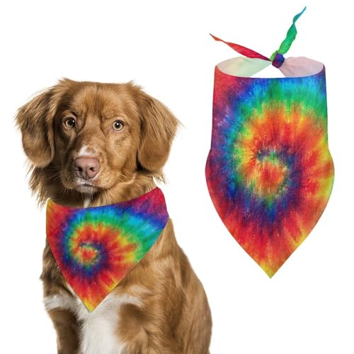 Dreieckstuch für Haustiere, Batikfärbung, Regenbogen-Spirale, verstellbar, atmungsaktiv, weich, für kleine, mittelgroße und große Hunde Dreieckstuch für Haustiere, Batikfärbung, Regenbogen-Spirale, verstellbar, atmungsaktiv, weich, für kleine, mittelgroße und große Hunde von QTAVETEND