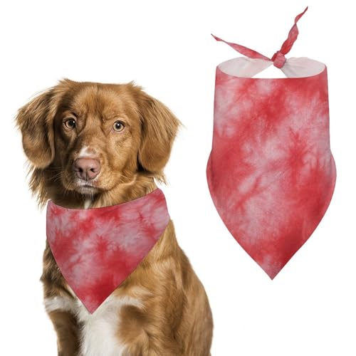 Dreieckstuch für Haustiere, Batikfärbung, verstellbar, atmungsaktiv, weich, für kleine, mittelgroße und große Hunde, Rot Dreieckstuch für Haustiere, Batikfärbung, verstellbar, atmungsaktiv, weich, für kleine, mittelgroße und große Hunde, Rot von QTAVETEND