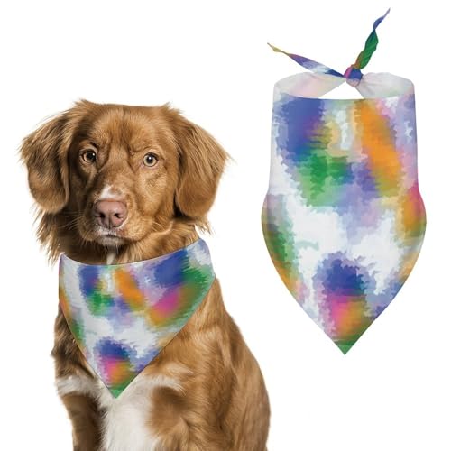 Dreieckstuch für Hunde, Batikfärbung, verstellbar, atmungsaktiv, weich, für kleine, mittelgroße und große Hunde Dreieckstuch für Hunde, Batikfärbung, verstellbar, atmungsaktiv, weich, für kleine, mittelgroße und große Hunde von QTAVETEND