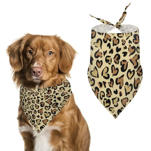 Dreieckstuch für Hunde, Herz- und Leopardenmuster, verstellbar, atmungsaktiv, weich, für kleine, mittelgroße und große Hunde Dreieckstuch für Hunde, Herz- und Leopardenmuster, verstellbar, atmungsaktiv, weich, für kleine, mittelgroße und große Hunde von QTAVETEND