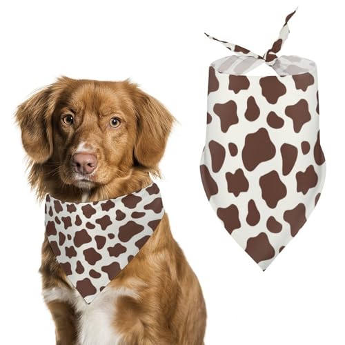 Dreieckstuch für Hunde, Kuhhaut, verstellbar, atmungsaktiv, weich, für kleine, mittelgroße und große Hunde, Braun und Weiß Dreieckstuch für Hunde, Kuhhaut, verstellbar, atmungsaktiv, weich, für kleine, mittelgroße und große Hunde, Braun und Weiß von QTAVETEND