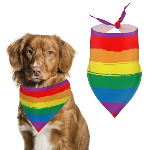 Dreieckstuch für Hunde, Regenbogen-gestreift, verstellbar, atmungsaktiv, weich, für kleine, mittelgroße und große Hunde Dreieckstuch für Hunde, Regenbogen-gestreift, verstellbar, atmungsaktiv, weich, für kleine, mittelgroße und große Hunde von QTAVETEND