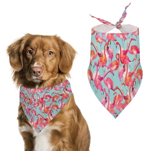 Dreieckstuch für Hunde, Wasserfarben, Flamingo, Vögel, verstellbar, atmungsaktiv, weich, für kleine, mittelgroße und große Hunde Dreieckstuch für Hunde, Wasserfarben, Flamingo, Vögel, verstellbar, atmungsaktiv, weich, für kleine, mittelgroße und große Hunde von QTAVETEND