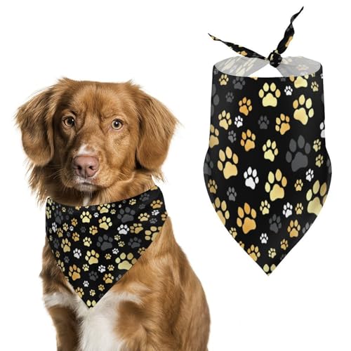 Dreieckstuch für Hunde, bunt, Pfotenabdruck, verstellbar, atmungsaktiv, weich, für kleine, mittelgroße und große Hunde Dreieckstuch für Hunde, bunt, Pfotenabdruck, verstellbar, atmungsaktiv, weich, für kleine, mittelgroße und große Hunde von QTAVETEND