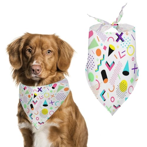 Dreieckstuch für Hunde, geometrisches Memphis-Stil, verstellbar, atmungsaktiv, weich, für kleine, mittelgroße und große Hunde Dreieckstuch für Hunde, geometrisches Memphis-Stil, verstellbar, atmungsaktiv, weich, für kleine, mittelgroße und große Hunde von QTAVETEND