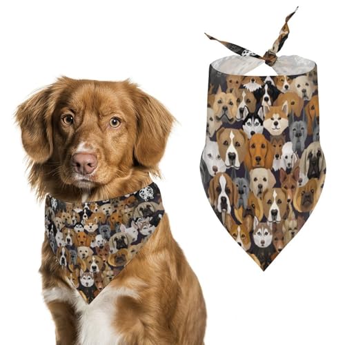 Dreieckstuch mit Cartoon-Hunden, verschiedene Rassen, verstellbar, atmungsaktiv, weich, für kleine, mittelgroße und große Hunde Dreieckstuch mit Cartoon-Hunden, verschiedene Rassen, verstellbar, atmungsaktiv, weich, für kleine, mittelgroße und große Hunde von QTAVETEND