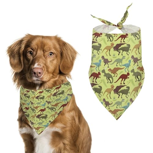 Dreieckstuch mit Dinosaurier-Motiv, verstellbar, atmungsaktiv, weich, für kleine, mittelgroße und große Hunde Dreieckstuch mit Dinosaurier-Motiv, verstellbar, atmungsaktiv, weich, für kleine, mittelgroße und große Hunde von QTAVETEND