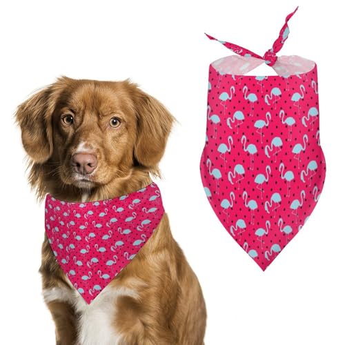 Dreieckstuch mit Flamingo-Punkten, verstellbar, atmungsaktiv, weich, für kleine, mittelgroße und große Hunde Dreieckstuch mit Flamingo-Punkten, verstellbar, atmungsaktiv, weich, für kleine, mittelgroße und große Hunde von QTAVETEND