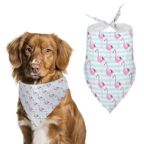 Dreieckstuch mit Flamingo-Vogelmotiv, verstellbar, atmungsaktiv, weich, für kleine, mittelgroße und große Hunde Dreieckstuch mit Flamingo-Vogelmotiv, verstellbar, atmungsaktiv, weich, für kleine, mittelgroße und große Hunde von QTAVETEND