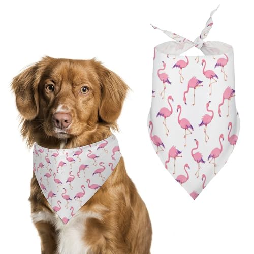 Dreieckstuch mit Flamingos, niedlich, tropische Vögel, verstellbar, atmungsaktiv, weich, für kleine, mittelgroße und große Hunde Dreieckstuch mit Flamingos, niedlich, tropische Vögel, verstellbar, atmungsaktiv, weich, für kleine, mittelgroße und große Hunde von QTAVETEND