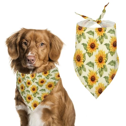 Dreieckstuch mit Sonnenblumenmuster, verstellbar, atmungsaktiv, weich, für kleine, mittelgroße und große Hunde Dreieckstuch mit Sonnenblumenmuster, verstellbar, atmungsaktiv, weich, für kleine, mittelgroße und große Hunde von QTAVETEND