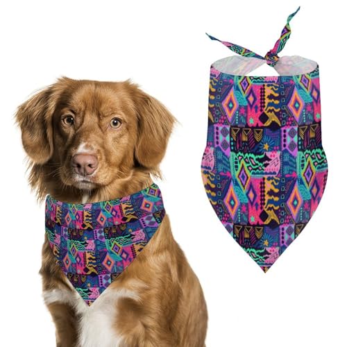 Dreieckstuch mit Tribal-Boho-Muster, verstellbar, atmungsaktiv, weich, für kleine, mittelgroße und große Hunde Dreieckstuch mit Tribal-Boho-Muster, verstellbar, atmungsaktiv, weich, für kleine, mittelgroße und große Hunde von QTAVETEND