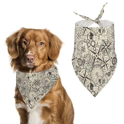 Dreieckstuch mit Vintage-Uhr, verstellbar, atmungsaktiv, weich, für kleine, mittelgroße und große Hunde Dreieckstuch mit Vintage-Uhr, verstellbar, atmungsaktiv, weich, für kleine, mittelgroße und große Hunde von QTAVETEND
