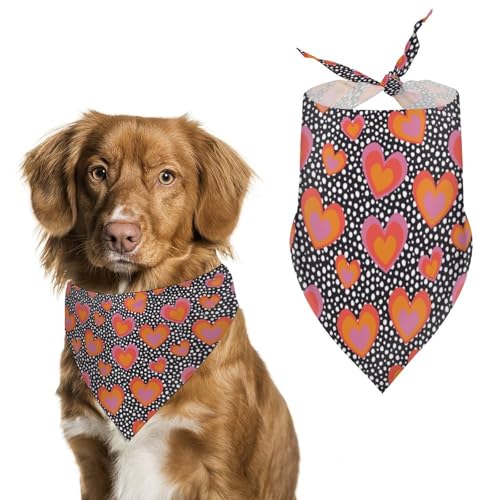 Dreieckstuch mit buntem Herzmotiv, verstellbar, atmungsaktiv, weich, für kleine, mittelgroße und große Hunde Dreieckstuch mit buntem Herzmotiv, verstellbar, atmungsaktiv, weich, für kleine, mittelgroße und große Hunde von QTAVETEND