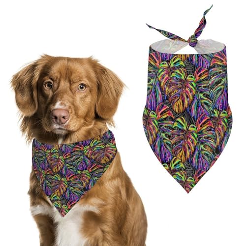Fantastische Dreieckstuch für Hunde, mehrfarbig, mit Blättern, verstellbar, atmungsaktiv, weich, für kleine, mittelgroße und große Hunde Fantastische Dreieckstuch für Hunde, mehrfarbig, mit Blättern, verstellbar, atmungsaktiv, weich, für kleine, mittelgroße und große Hunde von QTAVETEND