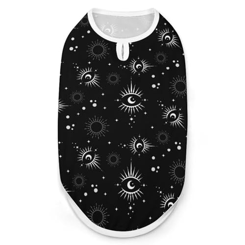 Hunde-Shirt, Motiv: Mond und Sonne im Boho-Stil, für Haustiere, Katzen, ärmellos, Tanktop, atmungsaktiv, für kleine Welpen, Größe XXL Hunde-Shirt, Motiv: Mond und Sonne im Boho-Stil, für Haustiere, Katzen, ärmellos, Tanktop, atmungsaktiv, für kleine Welpen, Größe XXL von QTAVETEND
